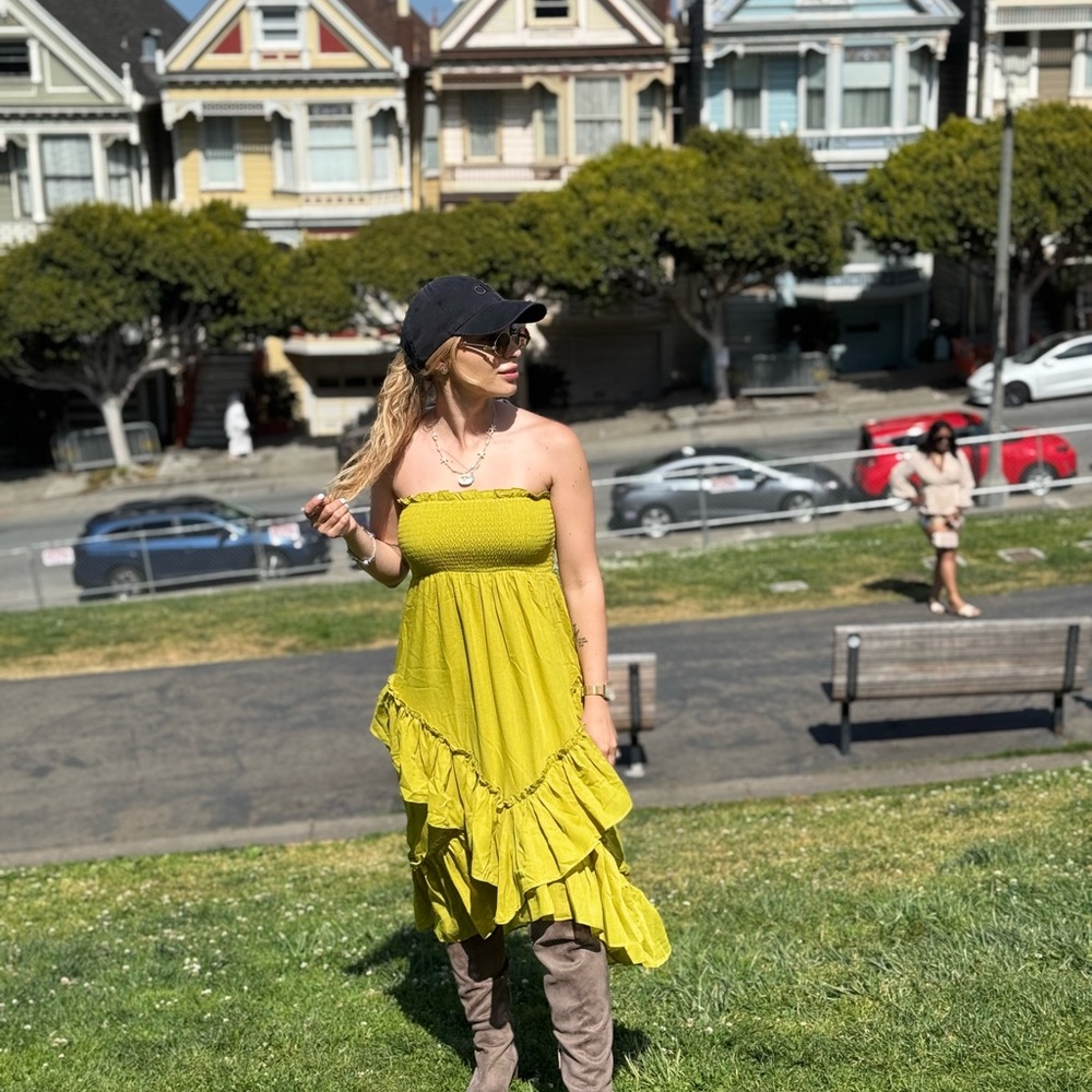 Vibrant Yellow Strapless Dress